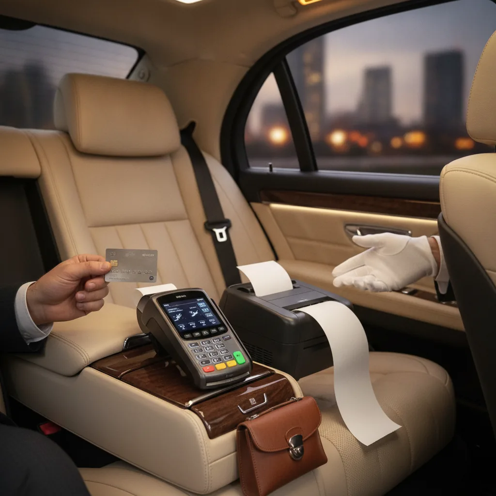 realistic photo of a chauffeur vehicle interior with