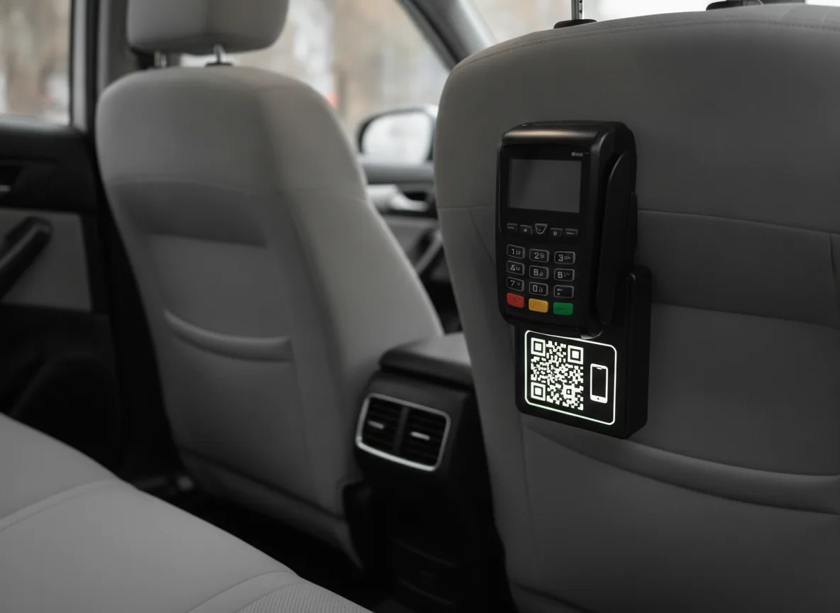 Professional photo of a taxi interior with a